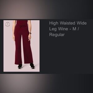 Mandala Scrub Pant High Waisted Wide Leg - Wine